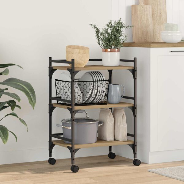 vidaXL Virtuvės vežimėlis Amatininkų ąžuolas 50 x 35 x 75.5 cm