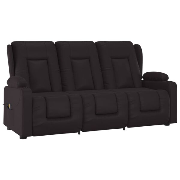 vidaXL Trivietis atlo&scaron;iamas masažinis krėslas, juodas, dirbtinė oda