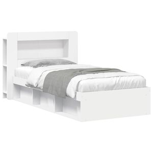 vidaXL Lovos rėmas su saugojimu Balta 100 x 200 cm Apdirbta mediena