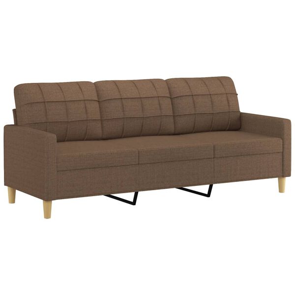 vidaXL Trivietė sofa su pakoja, rudos spalvos, 180cm, audinys