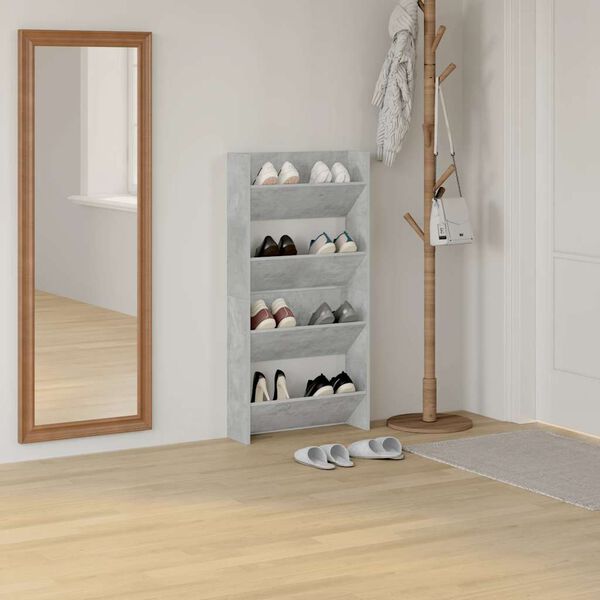 vidaXL Sieninės spintelės batams, 2vnt., pilkos, 60x18x60cm, MDP