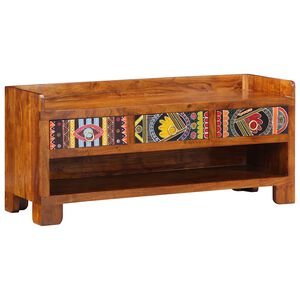 vidaXL Batų suolelis Medus ruda 100 x 35 x 45 cm Alyvuogių masyvas