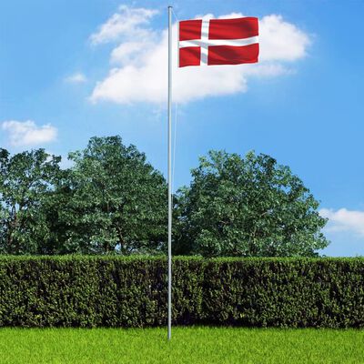 vidaXL Danijos vėliava su stiebu, aliuminis, 6,2m