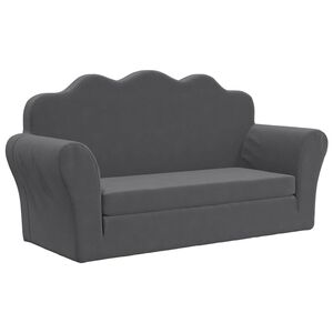 vidaXL Dvivietė vaiki&scaron;ka sofa-lova, antracito, mink&scaron;tas pliu&scaron;as