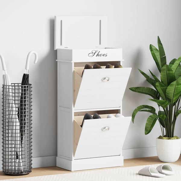 vidaXL Spintelė batams, balta, 50x28x98cm, paulovnijos mediena