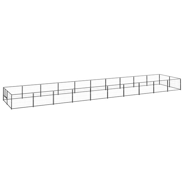 vidaXL Voljeras šunims, juodos spalvos, 20m², plienas