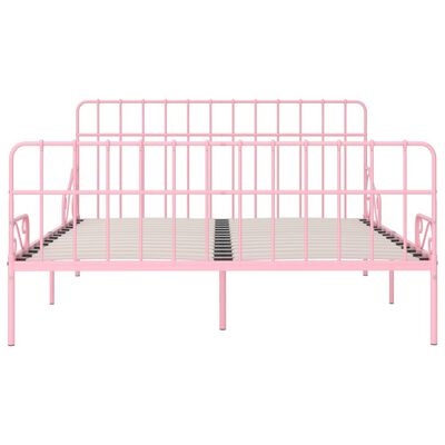 vidaXL Lovos rėmas su grotelių pagrindu, rožinis, 180x200cm, metalas