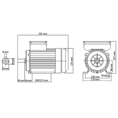 vidaXL Vienfazis elektros variklis, 1,5kW/2AG, 2 polių, 2800aps./min.