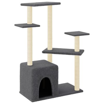 vidaXL Draskyklė katėms su stovais iš sizalio, tamsiai pilka, 107,5cm