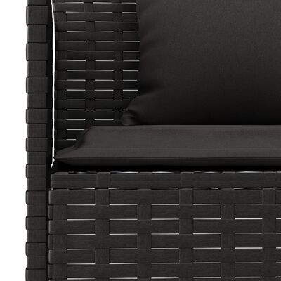 vidaXL L formos sodo sofa su pagalvėlėmis, juodos spalvos, poliratanas