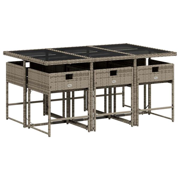 vidaXL Sodo komplektas su pagalvėlėmis, 7 dalių, pilkas, poliratanas