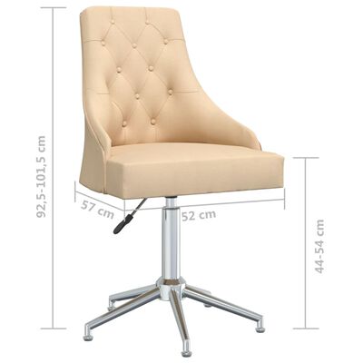 vidaXL Pasukamos valgomojo kėdės, 4vnt., kreminės spalvos, audinys