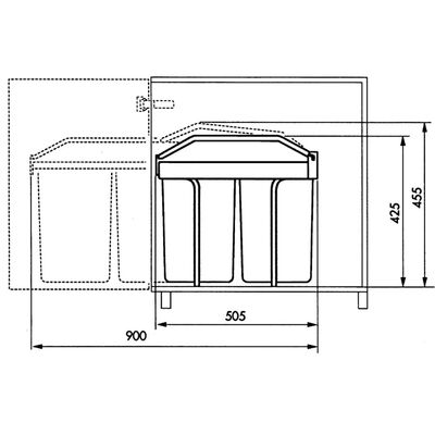 Hailo Spintelės šiukšliadėžė Multi-Box Duo, kreminė, 2x14l, L dydžio