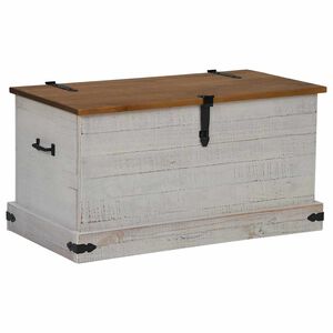 vidaXL laikymo skrynia HALDEN Balta 91x48x47 cm medžio masyvo pu&scaron;is