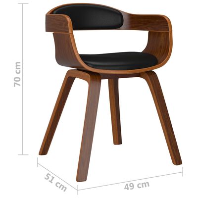 vidaXL Valgomojo kėdė, juoda, išlenkta mediena ir dirbtinė oda
