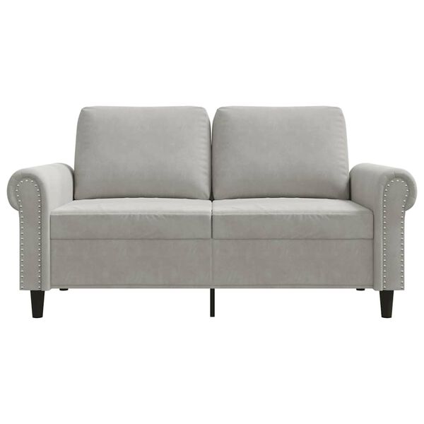vidaXL Dvivietė sofa, &scaron;viesiai pilkos spalvos, 120cm, aksomas