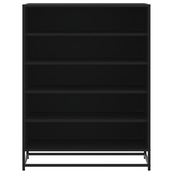 vidaXL Spintelė batams, juoda, 75x38x97,5cm, mediena ir metalas
