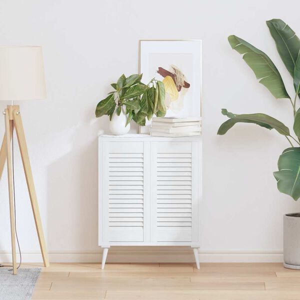 vidaXL Spintelės durelės, 2vnt., baltos, 61,5x29,5cm, žaliuzių dizaino