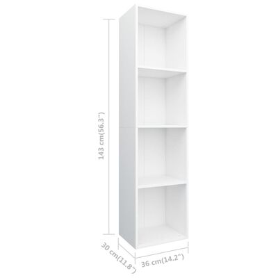 vidaXL Spintelė knygoms/TV, balta, 36x30x143cm, apdirbta mediena
