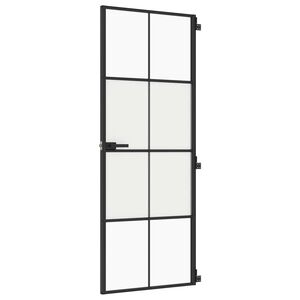 vidaXL Vidaus durys, juodos, 76x201,5cm, grūdintas stiklas/aliuminis