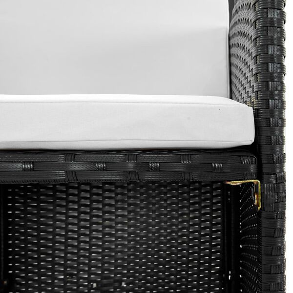 vidaXL Lauko valgomojo baldų kompl. su pagalv., 13d., juod., polirat.