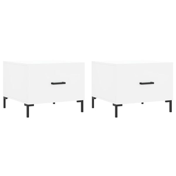 vidaXL Kavos staliukai, 2vnt., balti, 50x50x40cm, apdirbta mediena