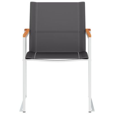 vidaXL Sodo kėdės, 4vnt, pilkos, tekstilenas ir nerūdijantis plienas