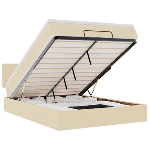 vidaXL Osmanų lova su čiužiniu ir LED kreminiu 140x190cm audinys