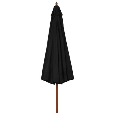 vidaXL Lauko skėtis su mediniu stulpu, juodos spalvos, 330cm