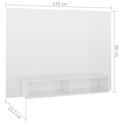 vidaXL Sieninė TV spintelė, balta, 120x23,5x90cm, MDP, blizgi