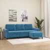 vidaXL Trivietė sofa su pakoja, mėlynos spalvos, 180cm, aksomas