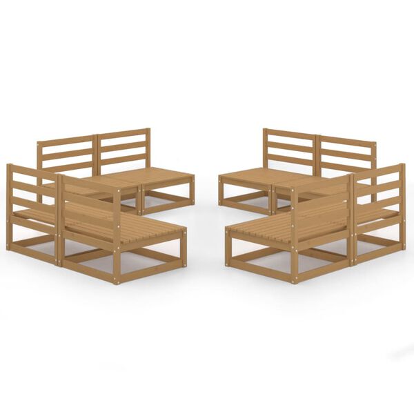 vidaXL Sodo poilsio baldų komplektas, 8 dalių, rudas, pušies masyvas