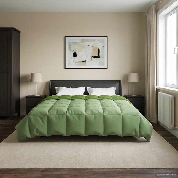 vidaXL Žiemos antklodė Tik&scaron;tas Žalia 200 x 220 cm Mikropluo&scaron;tas