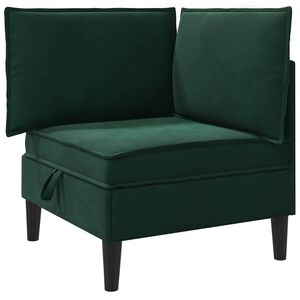 vidaXL Sofa su saugojimu Tamsiai žalia Aksomas