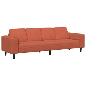 vidaXL Sofa Raudona oranžinė 250 x 77 x 76 cm Kordūrinis audinys