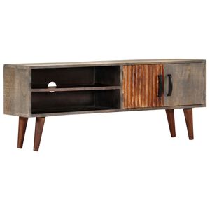 vidaXL TV spintelė, pilka, 130x30x46cm, neapdorotas mango masyvas