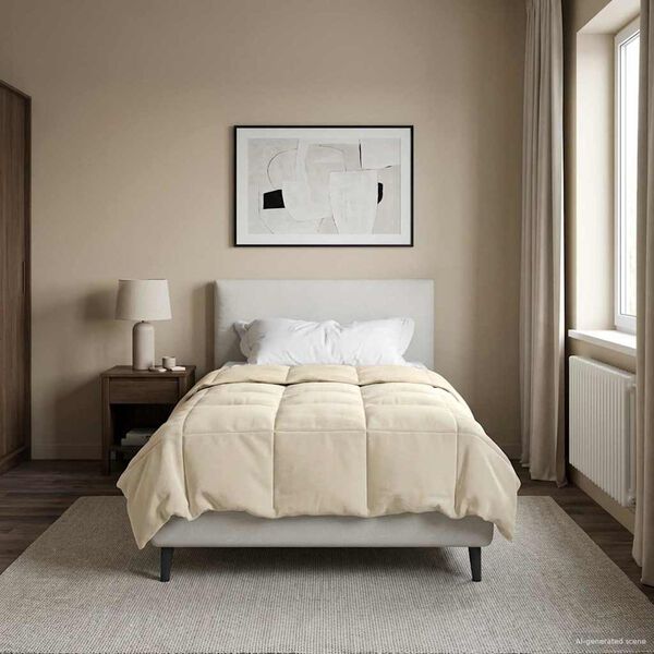 vidaXL Vasaros antklodė Tik&scaron;tas Kreminė 140 x 220 cm Mikropluo&scaron;tas