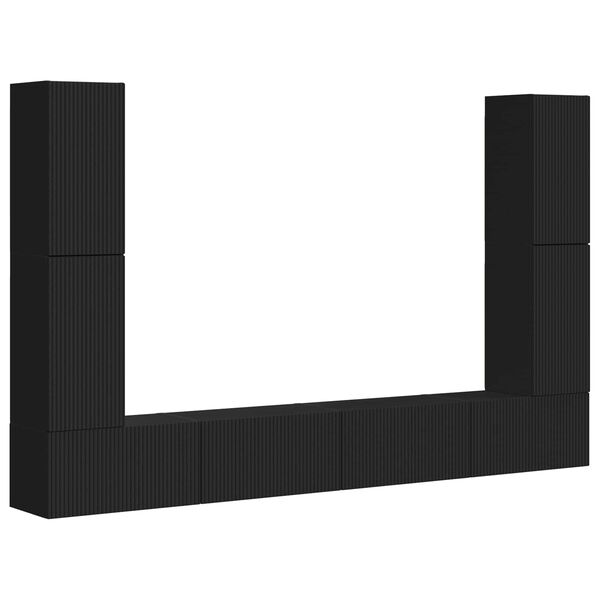 vidaXL TV spintelių komplektas 8 pcs Juoda Apdirbta mediena