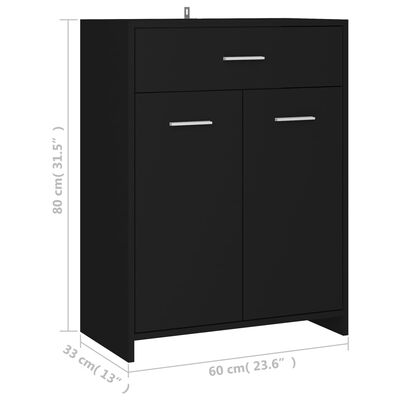 vidaXL Vonios kambario spintelė, juodos spalvos, 60x33x80cm, MDP