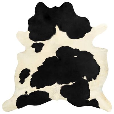 vidaXL Natūralios karvės odos kilimas, juodos ir baltos sp., 150x170cm