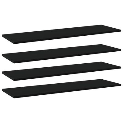 vidaXL Knygų lentynos plokštės, 4vnt., juodos, 100x30x1,5cm, MDP