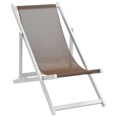 vidaXL Sulankst. paplūd. kėdės, 2vnt., rudos sp., alium. ir tekstil.