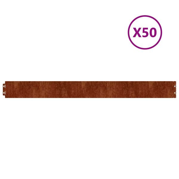 vidaXL Vejos apvadai, 50vnt., 10x103cm, lankstus Corten plienas