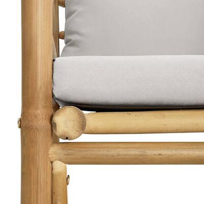 vidaXL Sodo komplektas su pilkomis pagalvėlėmis, 7 dalių, bambukas