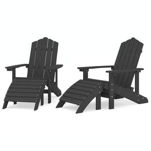 vidaXL Sodo Adirondack kėdės su pakojomis, 2vnt., antracito, HDPE