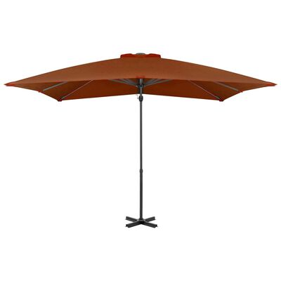 vidaXL Gembinis skėtis su aliuminiu stulpu, terakota, 250x250cm