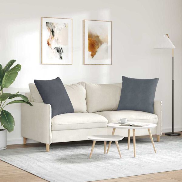 vidaXL Sofa Pagalvės 2 pcs Tamsiai pilka 80 x 80 cm Kordūrinis audinys