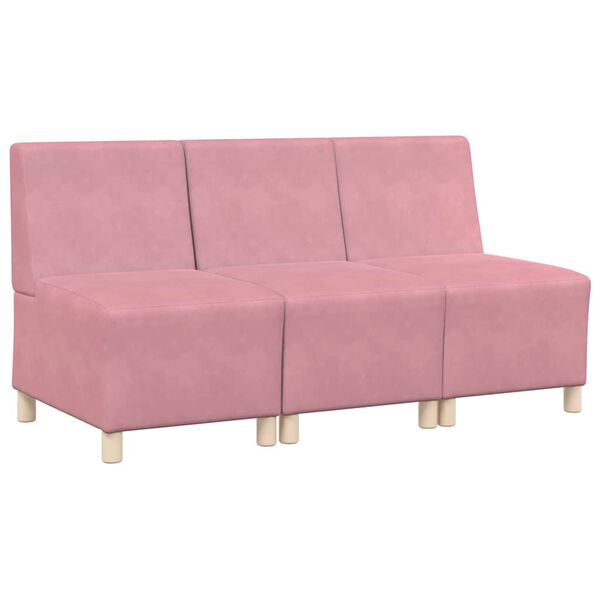 vidaXL Modulinis sofa vienetas be rankų 3 pcs Rožinė 55 x 74 x 82 cm