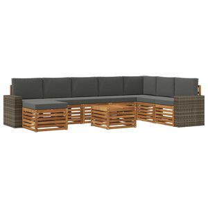 vidaXL Lauko sofos komplektas 9 vnt. Natūralus ir antracitas