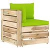 vidaXL Modulinė kampinė sofa su pagalvėmis, žaliai impregnuota mediena